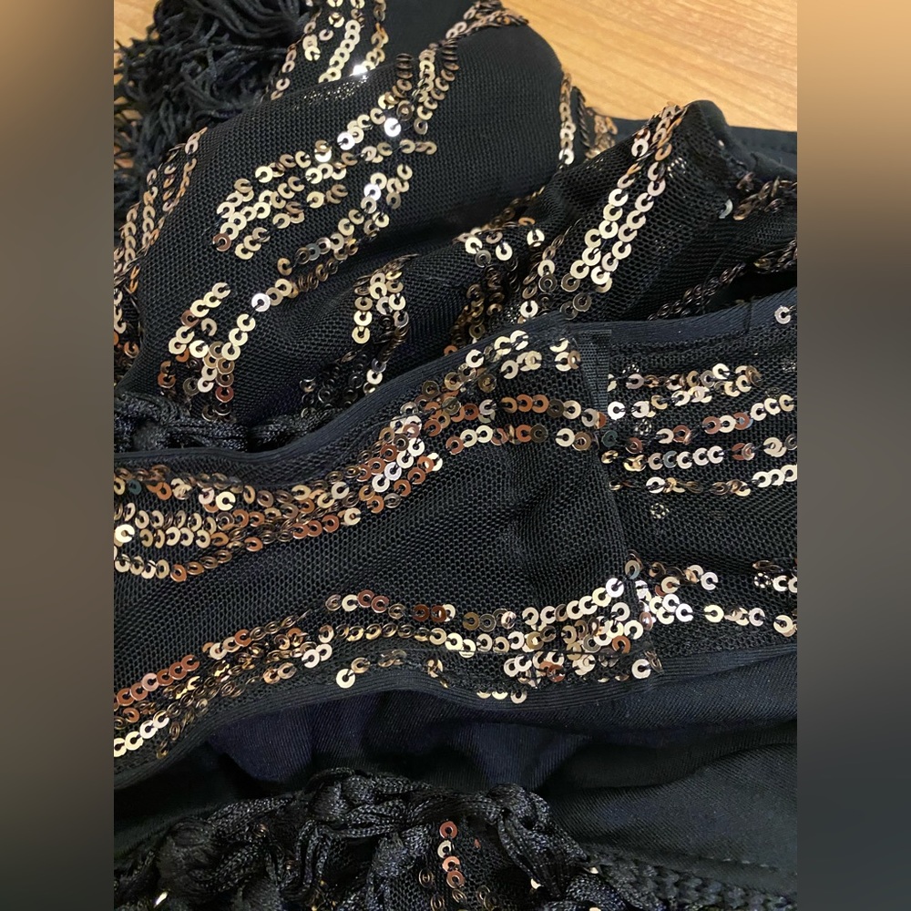 Black & Gold Sequin Shimmy Festival Bodysuit - Picture 9 of 11
